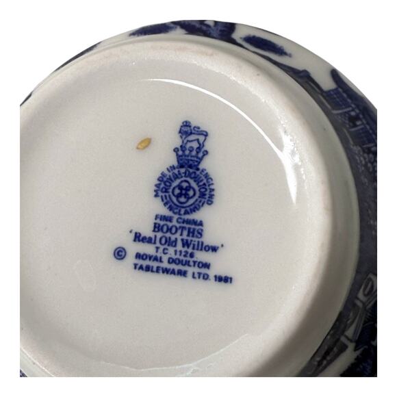 Booths Real Old Willow TEA CUP & SAUCER SET Gold Blue Fine Bone China England - Picture 4 of 9